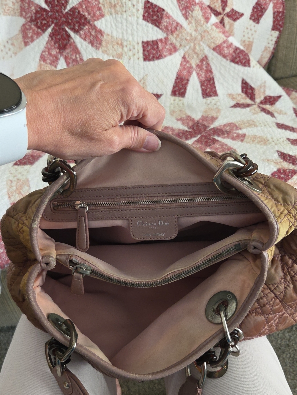 Dior Cannage Shoulder Bag in Pink and Brown Tones Ombre - Picture 10 of 16